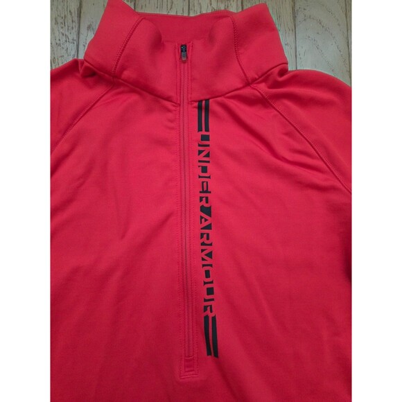 Women’s Under Armour Fitted Cold Gear Long Sleeve Red Half Zip Front Top XS - Picture 2 of 9